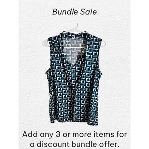 Perception Concept Sleeveless Geometric Print Wrap V Neck Top Women's Size M